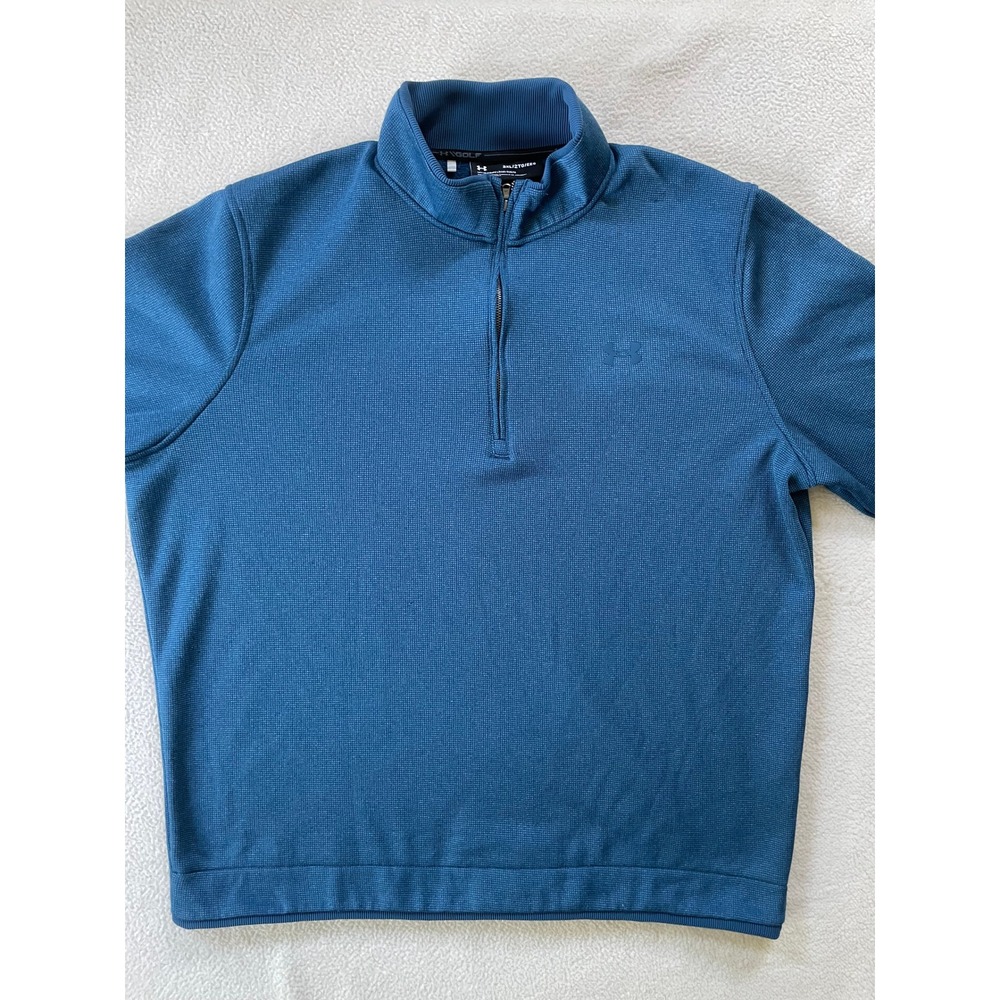Under Armour Mens 2XL Pullover Blue Golf 1/4 Zip Textured Knit Loose Fit - Picture 5 of 15
